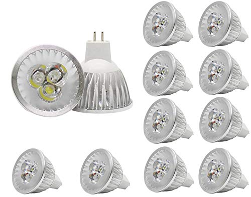 MR16 LED Bulbs MR16 3W LED Cool White Light Bulbs GU5.3 MR16 LED Bulbs 12V 3 Watt LED Spotlight Bulbs for Landscape Recessed Track Lighting,20W Halogen Equivalent,Pack of 10 2