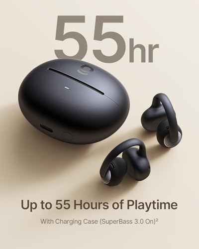 Baseus Bowie MC2 Open Ear Clip On Earbuds, CloudComfort 2.0 Wrap-Around Design, LDAC Hi-Res Audio, Bluetooth 6.0, 55H Playtime, 4-Mic AI Clear Call, IP67 Waterproof for Running Gym Workouts 6