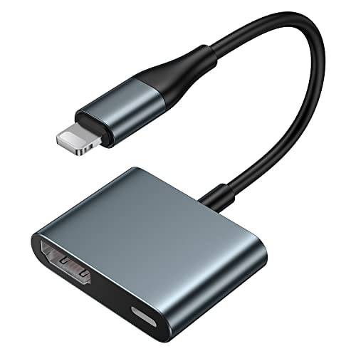 lulaven HDMI Cable for iPhone to TV,Lighting to HDMI Adapter, iPhone HDMI Adapter to TV Compatible with iPhone14, 13, 12, 11,YouTube TV Output,1080P HD,Plug and Play 6.6FT (0.49ft, Grey) 1