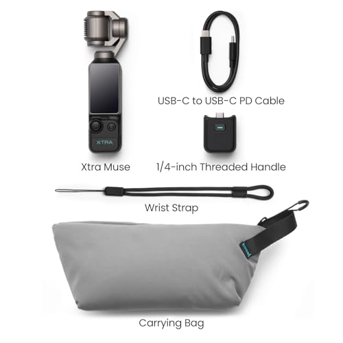 Xtra Muse, Vlogging Camera with 1'' CMOS & 4K/120fps Videos, Pocket Camera with 3-Axis Gimbal Stabilizer, Fast Focusing, Face/Object Tracking, Digital Video Camera for Photography, Digital Camera 5