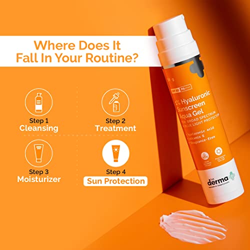 The Derma Co Hyaluronic Sunscreen Aqua Ultra Light Gel With Spf 50 Pa++++ For Broad Spectrum, UV A, UV B & Blue Light Protection For Oily Skin - 50G(Dermaco), Pack Of 1 5