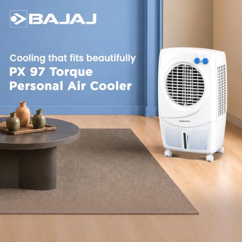 Bajaj PX 97 Torque New 36L Personal Air Cooler For Room|Honeycomb Cooling Pads|High-Speed |30Ft Powerful Air Throw|3-Speed Control|Portable Cooler-Home|1 Yr Product Warranty|White 2