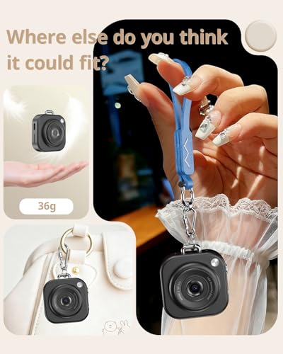 W & O Mini Keychain Digital Camera,1080p Mini Camera Charms with 32GB Card,Small Cameras for Photography with Long Battery Life,Pocket-Size Keychain Camera with Chain for Vlog, Party,Travel (Black) 5