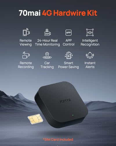 70mai UP05 4G Hardwire Kit with SIM Card, 4G Support, Type-C for Dash Cam A510, X800, A810S, T800, A810 Lite, 12V-30V to 5V/2.4A, Remote Monitoring, Low Voltage Protection, 24H Parking Mode 2