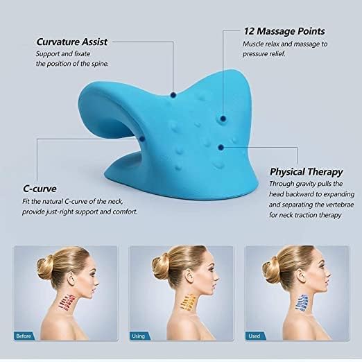 Fitinon Advance Neck Support Stretcher for Pain | Neck Pain Relief Product | Cervical Traction Device | Neck and Shoulder Relaxer | Massage Relaxer Accupressure Chiropratice (Blue,Unisex) 4