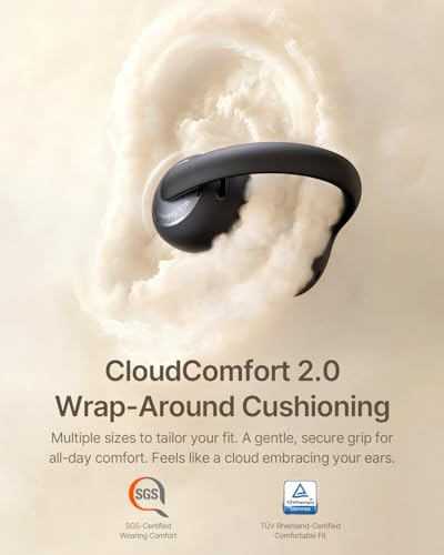 Baseus Bowie MC2 Open Ear Clip On Earbuds, CloudComfort 2.0 Wrap-Around Design, LDAC Hi-Res Audio, Bluetooth 6.0, 55H Playtime, 4-Mic AI Clear Call, IP67 Waterproof for Running Gym Workouts 2