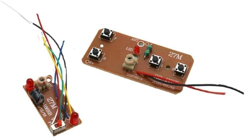 YuanHolumid 2Pcs 27mhz Four-Way Remote Control Board Two-Way RC Transmitter and Receiver Car Robot Model Accessories for DIY Projects (Four-Way Remote Control Remote and App Controlled Vehicles 3