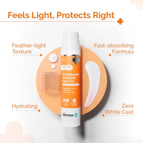 The Derma Co 1% Hyaluronic Sunscreen Aqua Gel SPF 50 PA++++ | Hydrating, Lightweight & Non-Greasy | No White Cast | Broad Spectrum & Blue Light Protection | Clinically Tested - (In-Vivo) | PPD-39 | 50 g 5