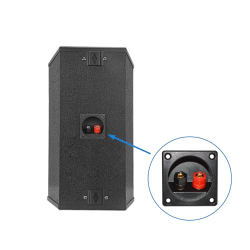 Howonder 2.2 Inch Square 2-Way Speaker Box Terminal，Speaker terminals Cup with Banana Plugs,subwoofer Box Terminal with Mounting Screws （2 Pack Black） 5