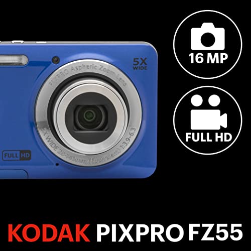 KODAK PIXPRO FZ55 16MP Compact Digital Camera, 5X Optical Zoom, Blue 3