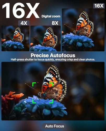 8K Digital Cameras for Photography, 2026 Autofocus 88MP WiFi Professional Photography Camera with Dual-Lens for YouTube, 16X Digital Zoom, TF Card, Lens Hood, Touch Screen,2 Batteries & Charging Stand 6