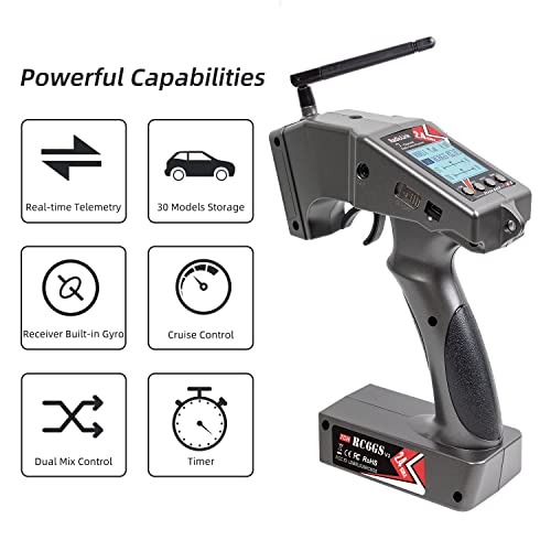 Radiolink RC6GS V3 2.4Ghz 7 Channels RC Transmitter and Receiver R7FG&R4FGM Gyro RX Volt Telemetry Long Range, Surface Radio Controller for RC Car Boat Crawler Truck Buggy Mini Car 3