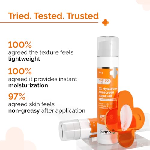 The Derma Co 1% Hyaluronic Sunscreen Aqua Gel SPF 50 PA++++ | Hydrating, Lightweight & Non-Greasy | No White Cast | Broad Spectrum & Blue Light Protection | Clinically Tested - (In-Vivo) | PPD-39 | 50 g 6