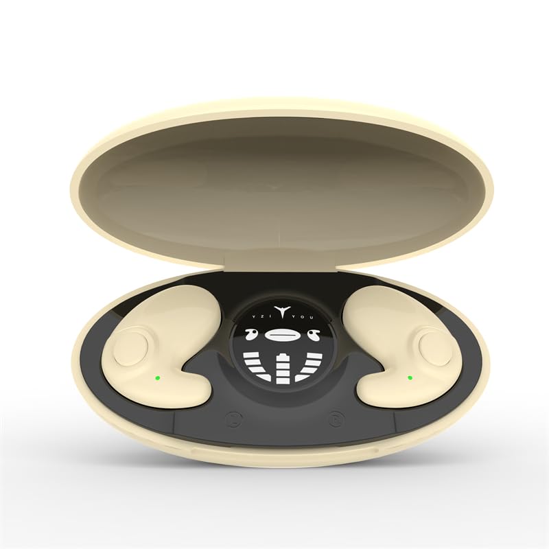 Ultra-Thin Wireless Earphones, Ear-clinging Comfort, Sleep Bluetooth Headset, Binaural, 5 Mini Sports Earbuds, Waterproof (Khaki) 1