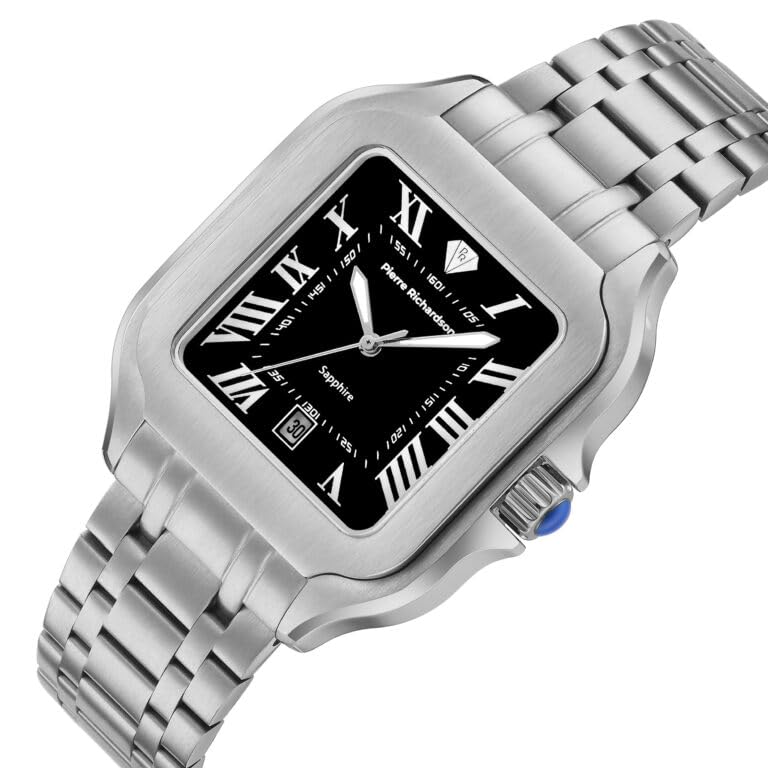 PIERRE RICHARDSON PR8711 Men's Watch - Silver Stainless Steel Japanese Quartz, 10ATM Water Resistant, Scratch-Resistant Sapphire Crystal Glass, Elegant Dress Watch for Men, Reloj para Hombres 4