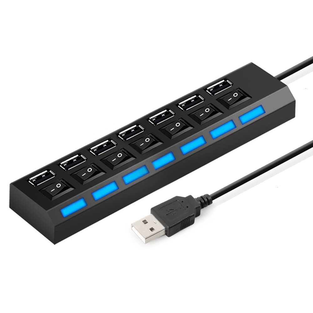 NARFIRE Home Office Black 7-Hole USB Multi Function with Independent Button 1