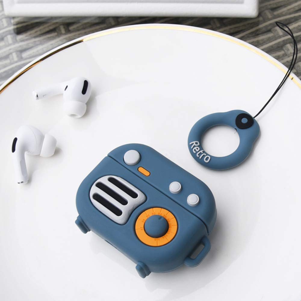 Retro Radio Cute 3D Case Compatible with AirPods Pro, Funny Kawaii Fashion Cartoon Silicone Gramophone Skin Cover for AirPod Pro Case 3
