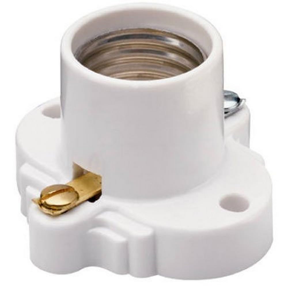 Legrand Pass & Seymour S752WCC10 660W 250V Medium Base A26 Lampholder, Cleat Sockets, Front Wire, White (1 Count) 1