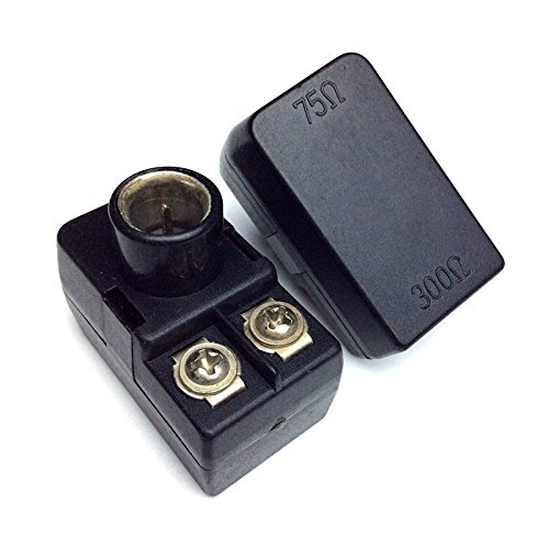 CESS F-Type Balun 300-75 ohm TV Connector Antenna Matching Transformer - F 300/75 ohm Plug (2 Pack) 2