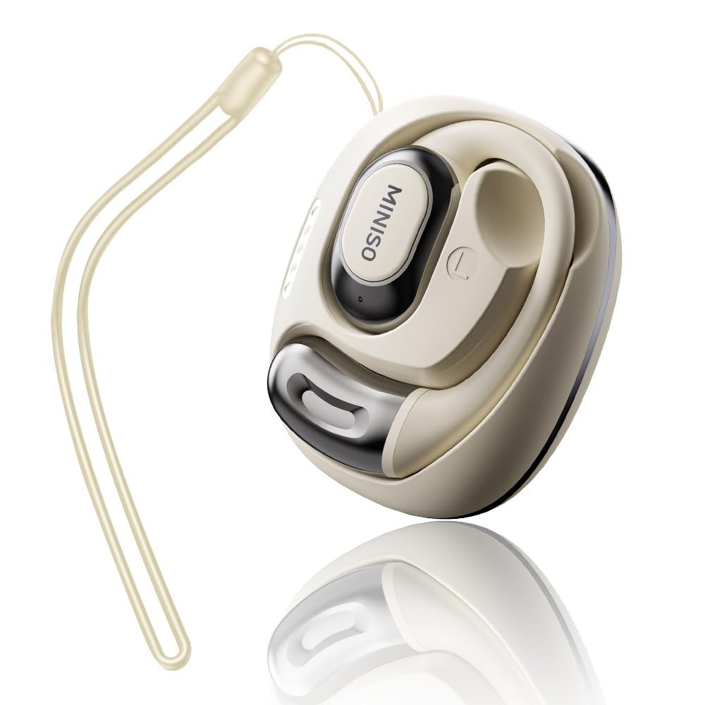 MINISO Al Translation True Wireless OWS Headphones MS156, Support 135 Languages & Accents Bluetooth Open Ear Earphones, Long Battery Life HiFi Stereo Sound Wireless Earhooks Headset for Sport (Cream) 1