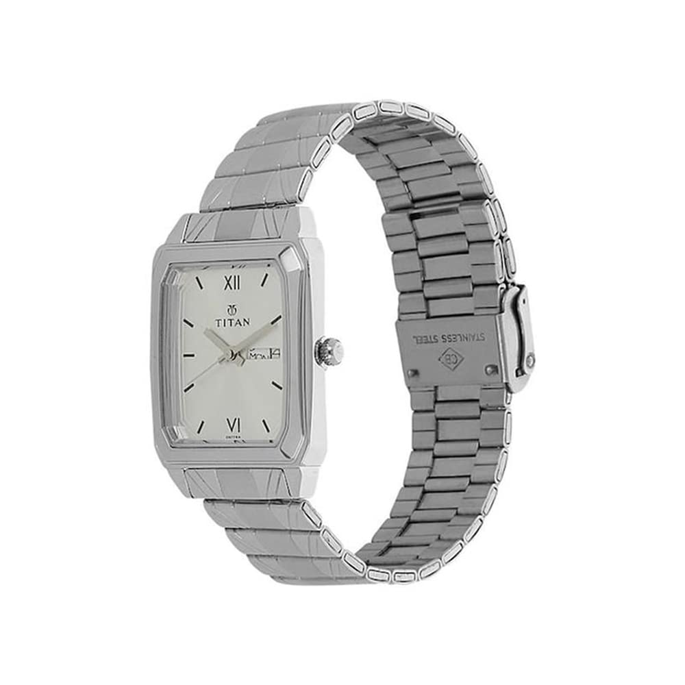 Titan Quartz Analog with Day and Date Silver Dial Stainless Steel Strap Watch for Men-NL1581SM03 3