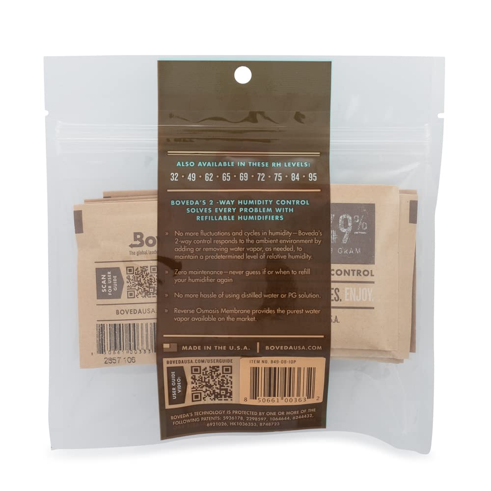 Boveda 49% Two-Way Humidity Control Packs for Music Bows & Small Woodwinds – Size 8 – 10 Pack – Moisture Absorbers for Small Instrument Cases – Humidifier Packs – Hydration Packets in Resealable Bag 3