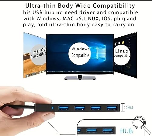 Concentrador USB 3.0, concentrador USB de 4 puertos Divisor USB Expansor USB para computadora portatil, unidad Flash, Disco Duro, consola, impresora, teclado, Camara, mause 6