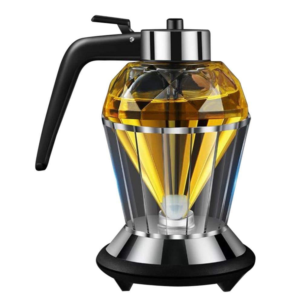 Bticx Glass Oil and Vinegar Dispenser, 200ML Diamond Shape Dripless Glass Honey Dispenser with Stand Seasoning Jar Kitchen Tool for Honey, Oil, Vinegar, Syrup, Salad Dressing 1