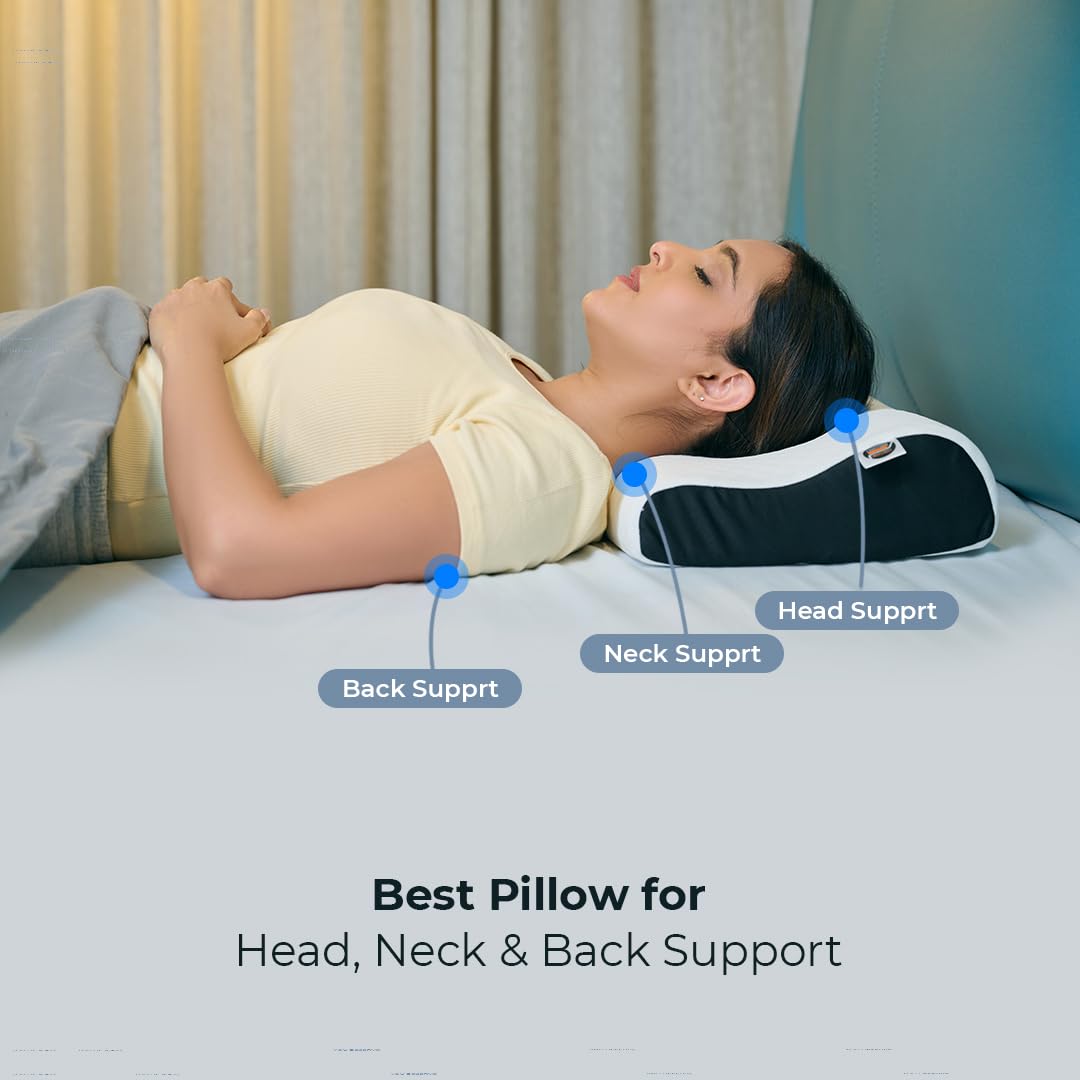 CareFoam Memory Foam Cervical Neck Pillow | 2 Years Warranty | Pain Relief Sleep, Improves Posture Spinal Alignment, Neck Pain Relief | Queen 19 x 11 x 3.5 Inch | White Jacquard Cover | Pack of 2 4