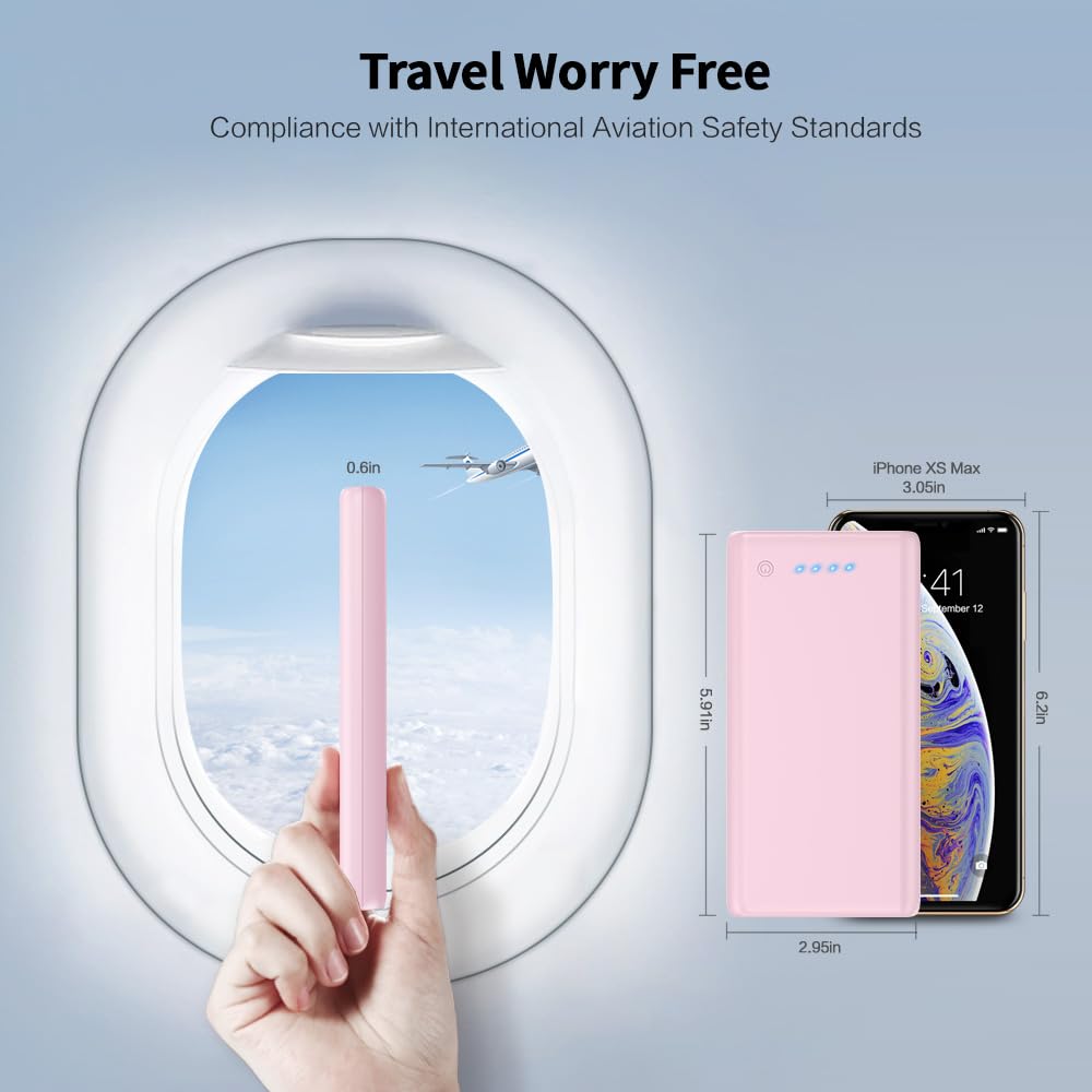 Portable Charger Power Bank 25,800mAh,Ultra-High Capacity Fast Phone Charging with Intelligent Smart IC,2 USB Port External Cell Phone Battery Pack Compatible with iPhone 17 16 15,Samsung,Android-Pink 4
