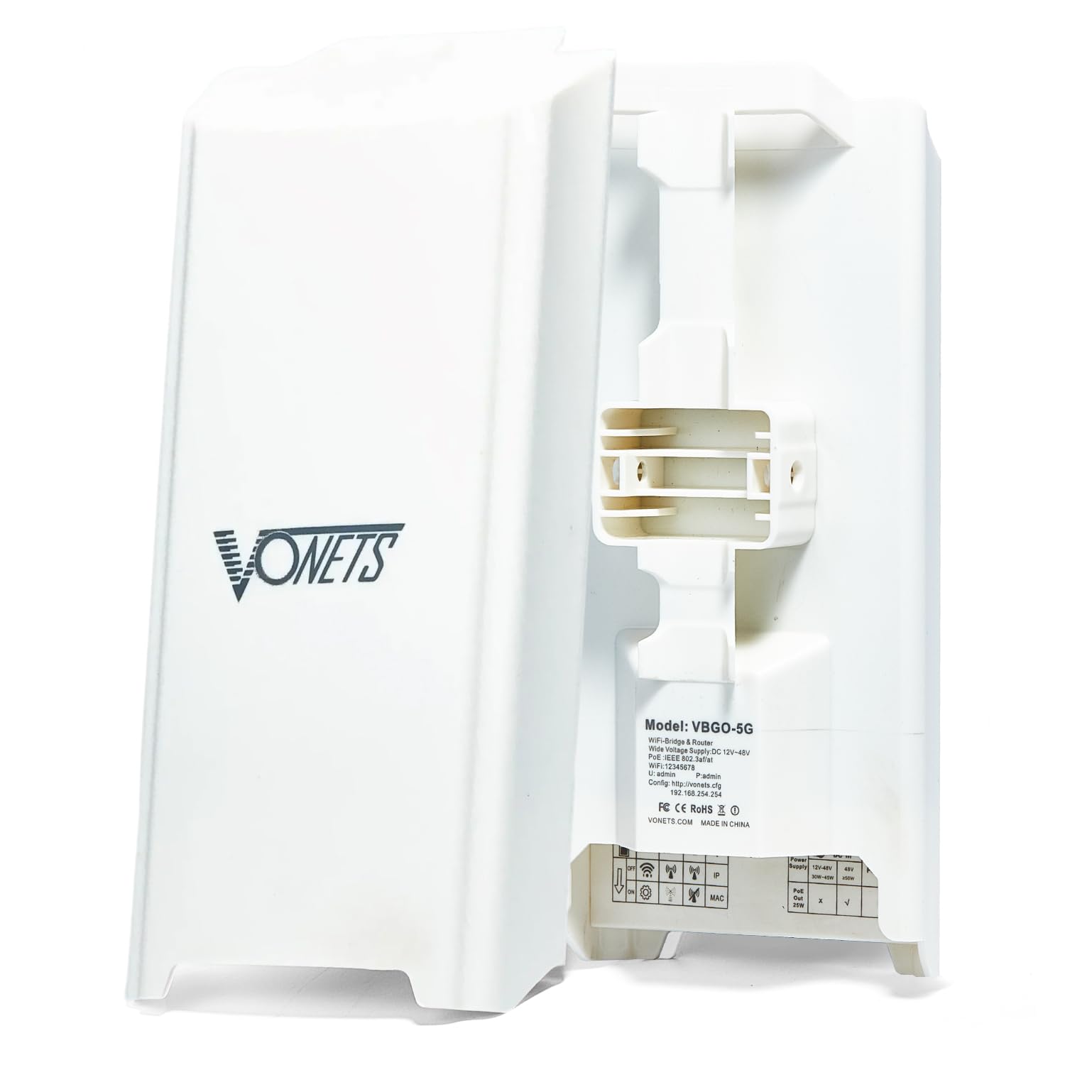 VONETS VBGO-5G Point to Point Wireless Bridge, 5.8GHz 1800Mbps Outdoor WiFi Extender Kit, Pre-Paired Plug & Play, 2 Gigabit Ports, IP65 Weatherproof, Long Range 2KM for Security Camera Network 1