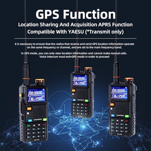BAOFENG 5RH Pro GPS Handheld Radio Multi-Band USB-C Charging Radio Copy Frequency 640 Channels Walkie Talkie 10W High Power APRS Radio for Adult 3