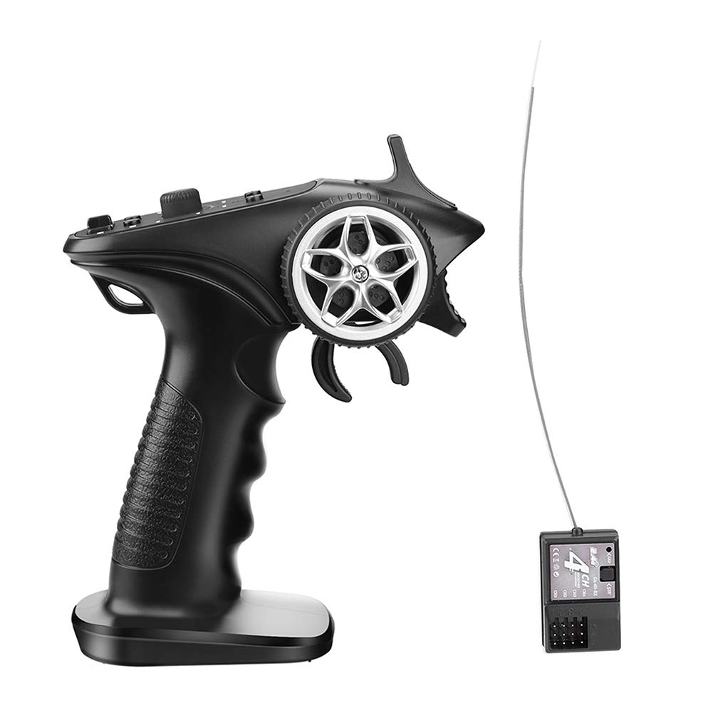 havcybin 2.4ghz RC Controller 4CH RC Remote and Receiver Digital Radio Transmitter for 18 110 116 132 RC Car Boat Tank Crawler GA-4H-TX (Transmitter and Receiver Set), Black 1