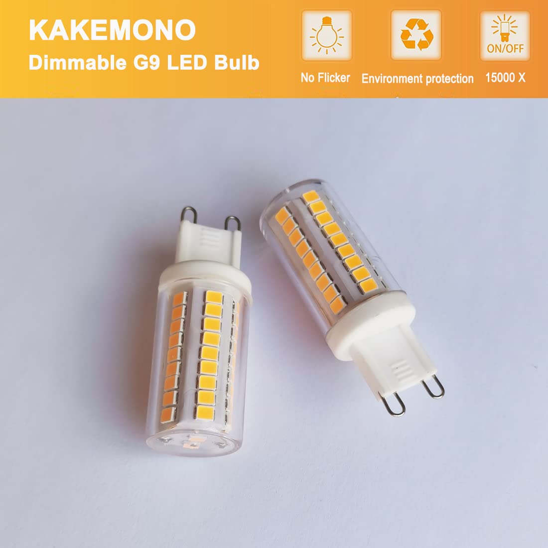 KAKEMONO G9 Led Bulbs Dimmable 6W, 50W Halogen Equivalent, 2700K Soft Warm White, T4 Bi-pin Led Bulbs for Chandelier Pendant Wall Lighting, Pack of 5 6