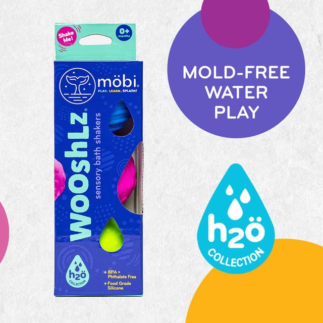Mobi Wooshlz Bath Shakers, Sensory Bath Balls for Toddlers, BPA-Free Silicone Baby Ball, Infant & Babies Bathtub Fun Toy with Rattle Sounds & Textures (3 Pack) 4