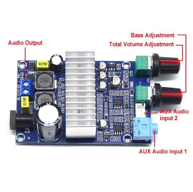 TPA3116D2 100W Amplifier Board DC 12-24V Stereo AMP Audio Amplifier Board Digital Sound Power Amplifier Multi Functional for DIY Speakers Subwoofer 4