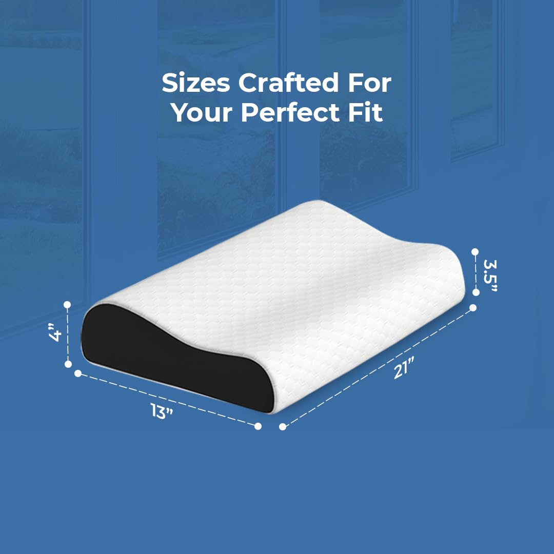 CareFoam Orthopaedic Memory Foam Sleeping Bed Pillow Small Size Neck & Back Support (Queen Size with Inner Cover 16 x 24 x 4 Inch) (Royal White, King_P2) 6