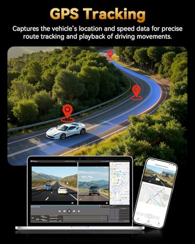 TERUNSOUl 4K+4K Dash Cam Front and Rear, Free 128GB Card Included, 5.8GHz WiFi Dash Camera for Cars, Built-in GPS, G-Sensor, 170°Wide Angle, 3" IPS Screen, 24H Parking Mode, Support 512GB Max 6
