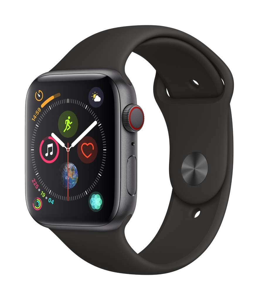 Apple Watch Series 4 (GPS + Cellular, 44mm) - Space Gray Aluminum Case with Black Sport Band 1