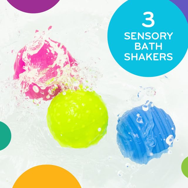 Mobi Wooshlz Bath Shakers, Sensory Bath Balls for Toddlers, BPA-Free Silicone Baby Ball, Infant & Babies Bathtub Fun Toy with Rattle Sounds & Textures (3 Pack) 5