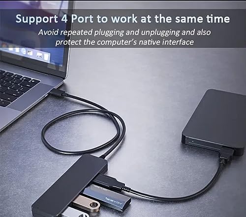 Concentrador USB 3.0, concentrador USB de 4 puertos Divisor USB Expansor USB para computadora portatil, unidad Flash, Disco Duro, consola, impresora, teclado, Camara, mause 3