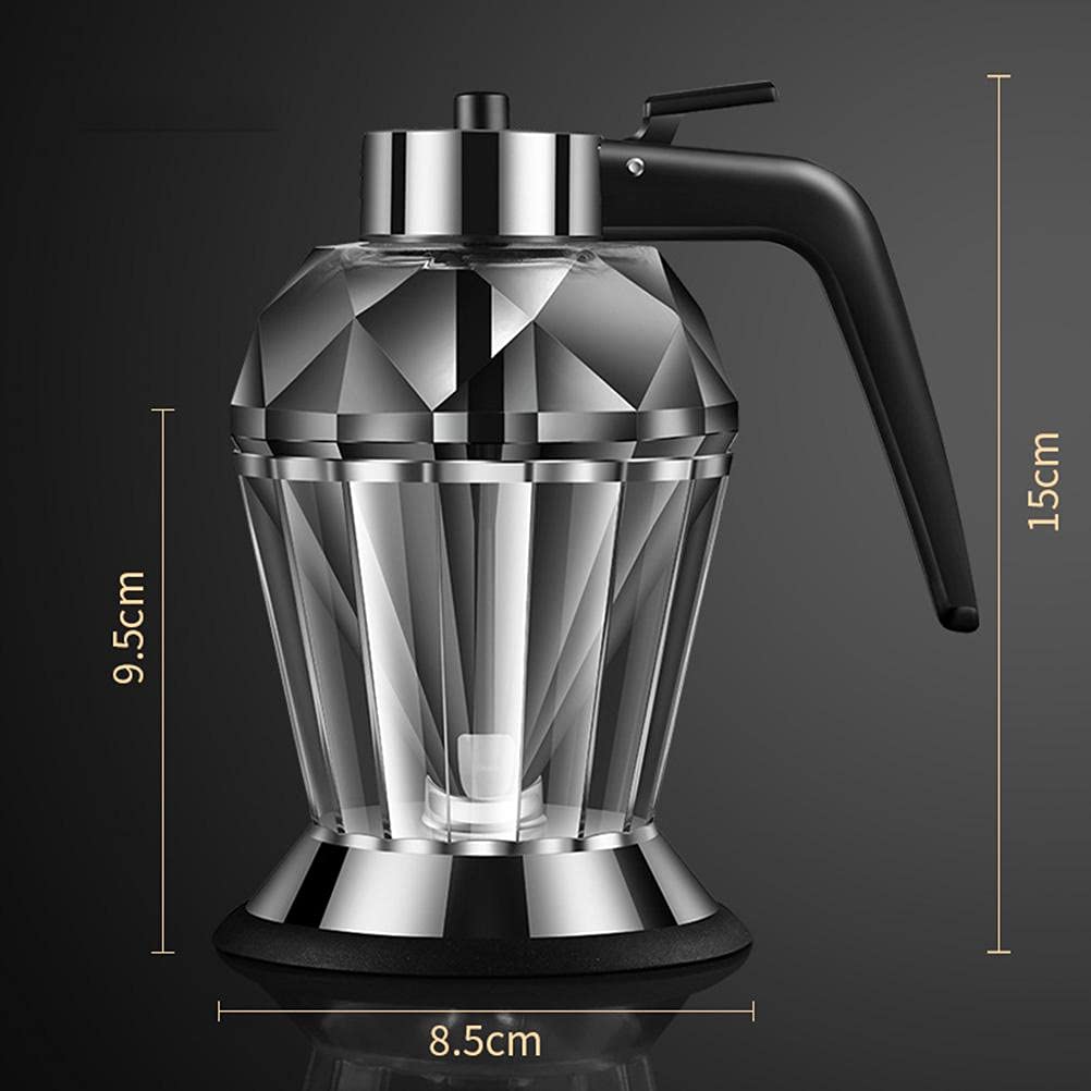 Bticx Glass Oil and Vinegar Dispenser, 200ML Diamond Shape Dripless Glass Honey Dispenser with Stand Seasoning Jar Kitchen Tool for Honey, Oil, Vinegar, Syrup, Salad Dressing 5
