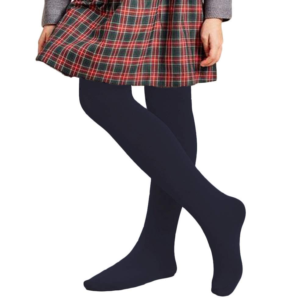 COTTON DAY 2 Pack Kids Girls School Dress Cotton Tights 6-8 Years (Navy Blue, Size 8) 2