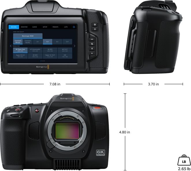 Blackmagic Design Cinema Camera 6K, Full Frame Sensor, L Mount (CINECAM60KLFL) 4