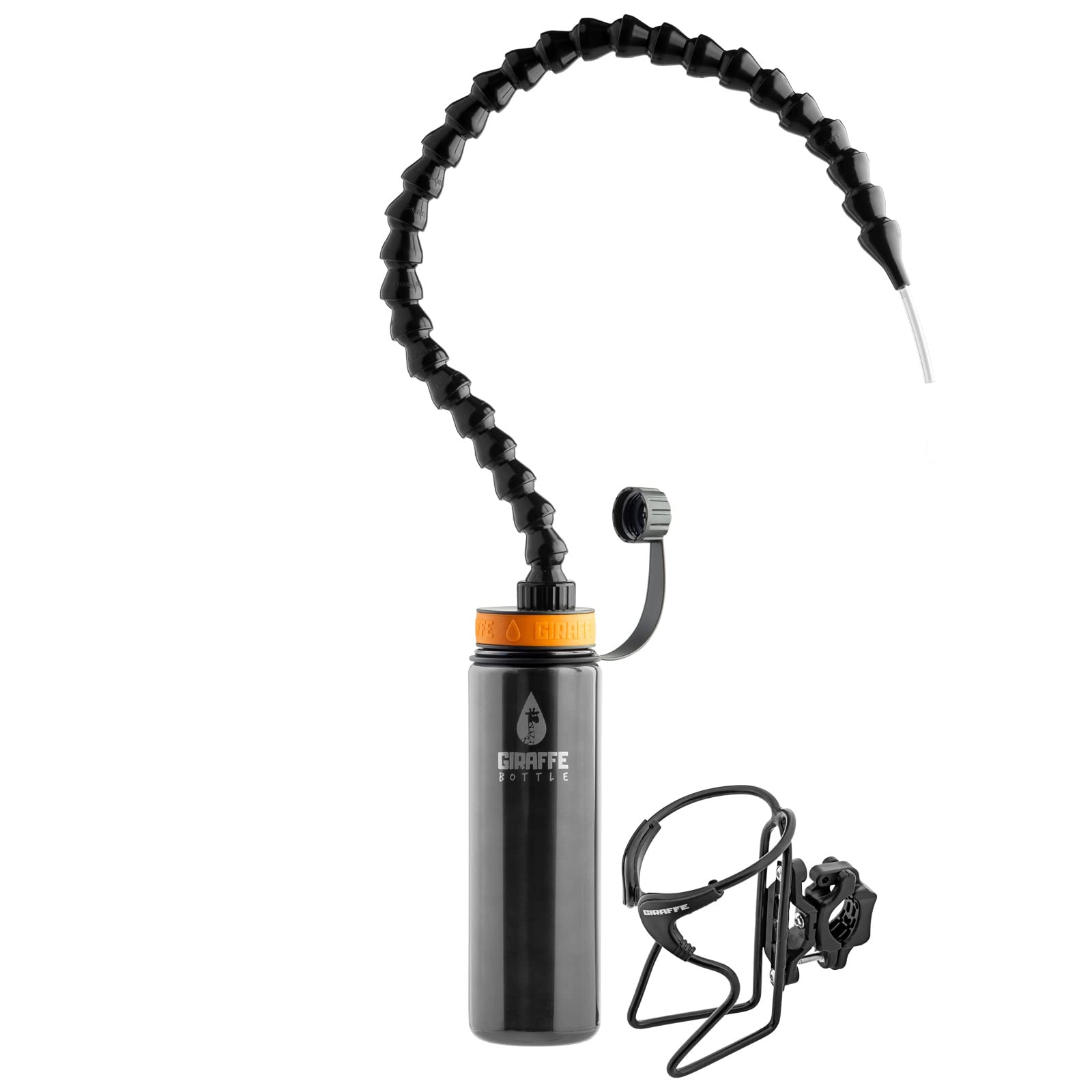 Giraffe Bottle Tower Hands Free Drinking System, Insulated Stainless Steel Bottle, with Round Tube Mounted Bottle Holder (Length 25 in / 63 cm) 1