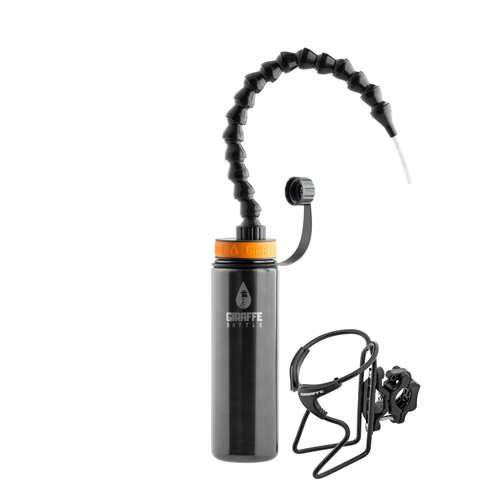 Giraffe Bottle Tower Hands Free Drinking System, Insulated Stainless Steel Bottle, with Round Tube Mounted Bottle Holder (Length 15 in / 38 cm) 1