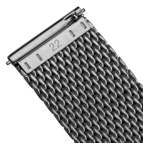 WatchGecko Classic Mesh Watch Strap, Polished or Satin Brushed Finish, 18-22mm. Men's Replacement Stainless Steel Band. Quick Release Spring Bars for Easy Changes 2