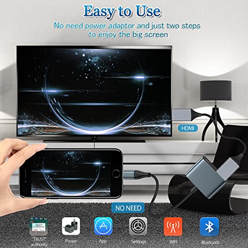 lulaven HDMI Cable for iPhone to TV,Lighting to HDMI Adapter, iPhone HDMI Adapter to TV Compatible with iPhone14, 13, 12, 11,YouTube TV Output,1080P HD,Plug and Play 6.6FT (0.49ft, Grey) 2