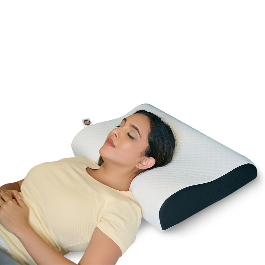 CareFoam Orthopaedic Memory Foam Sleeping Bed Pillow Small Size Neck & Back Support (Queen Size with Inner Cover 16 x 24 x 4 Inch) (Royal White, King_P2) 1