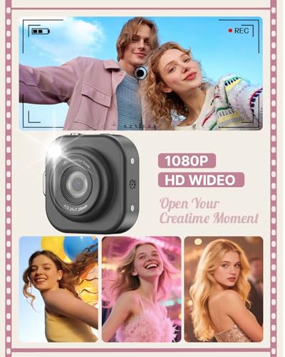 W & O Mini Keychain Digital Camera,1080p Mini Camera Charms with 32GB Card,Small Cameras for Photography with Long Battery Life,Pocket-Size Keychain Camera with Chain for Vlog, Party,Travel (Black) 6